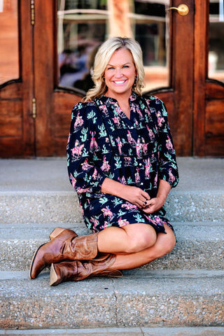 MEAGAN WESTERN PRINT DRESS