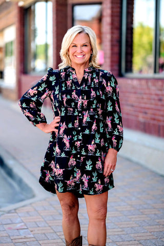MEAGAN WESTERN PRINT DRESS