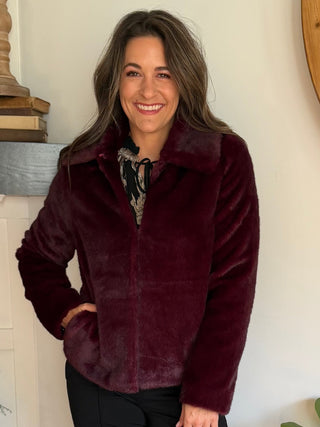 CRANBERRY DREAMS FAUX FUR JACKET