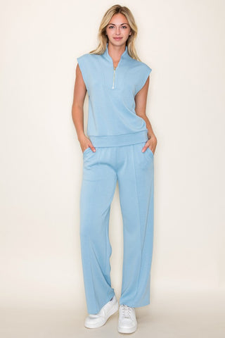 SD: SCUBA KNIT SET-DUSTY BLUE