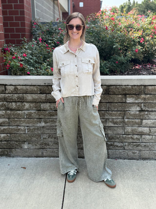WASHED TENCEL BUTTON UP
