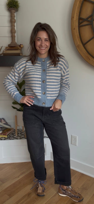 FUZZY STRIPED CARDI