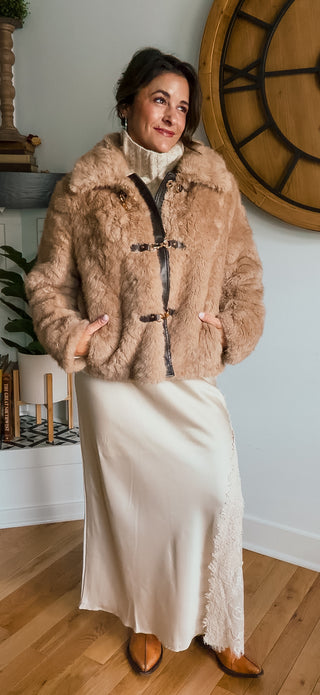 DELA FAUX FUR TOGGLE COAT