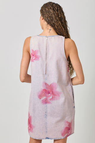 MY-DENIM SHIFT DRESS-FLORAL