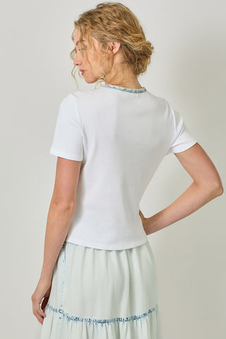 MY-LACE UP WASHED TOP
