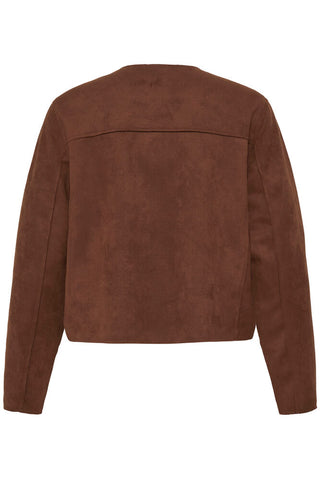 CHOCOLATE FAUX SUEDE JACKET