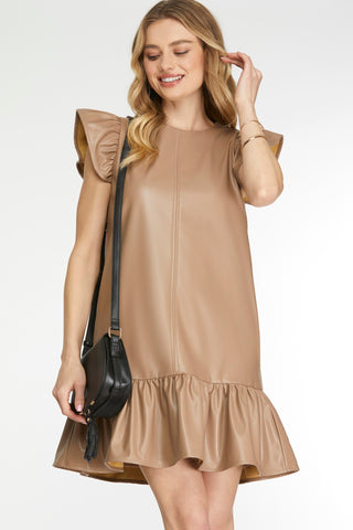 S+S- FAUX LEATHER DRESS