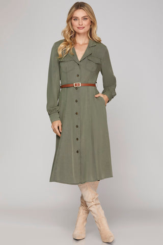 S+S- LIV DRESS-OLIVE