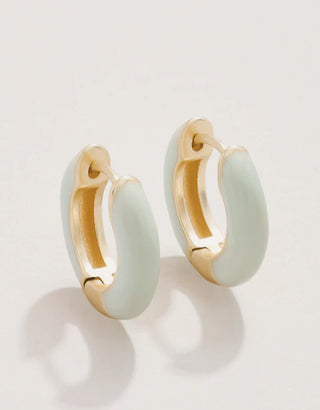 Hoop enamel earrings sea foam
