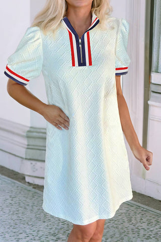 Jacquard SS Dresses-White