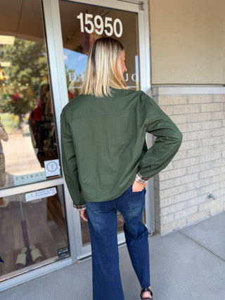 RYANN OLIVE BUTTON UP JACKET