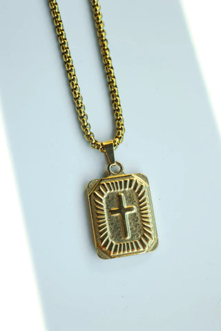 GOLD CROSS CHARM NECKLACE, WATERPROOF