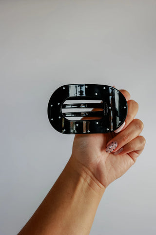 BLACK & WHITE POLKA DOT FLAT LAY HAIR CLIP 