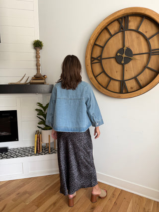 GRAY LEOPARD SKIRT