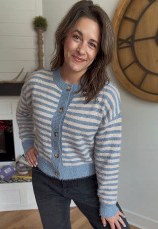 FUZZY STRIPED CARDI