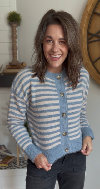 FUZZY STRIPED CARDI