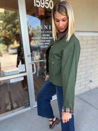 RYANN OLIVE BUTTON UP JACKET
