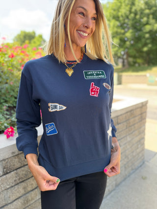 BOYFRIEND PATCH NAVY SWEATSHIRT