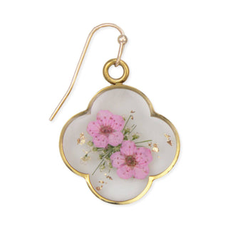 Pink Flower Clover Earring