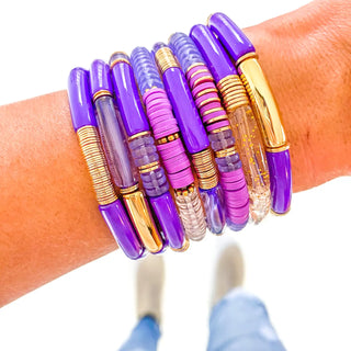 SML PURPLE ACRYLIC TUBE BRACELET