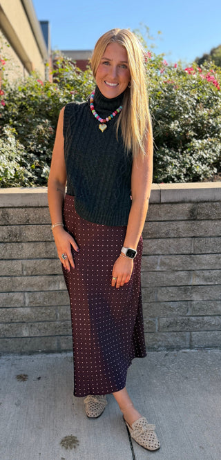 ZIA WINE DOT SKIRT