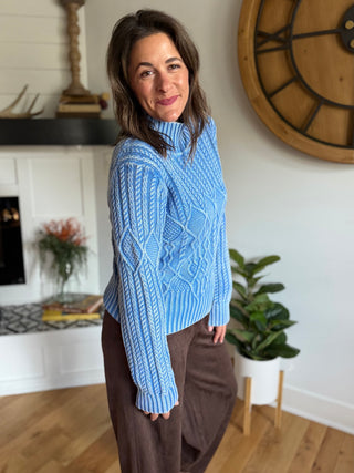 BLUE AURA MOCK NECK SWEATER