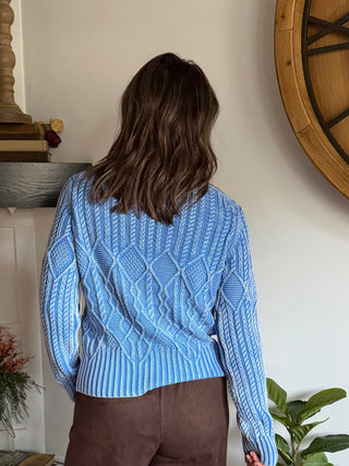 BLUE AURA MOCK NECK SWEATER
