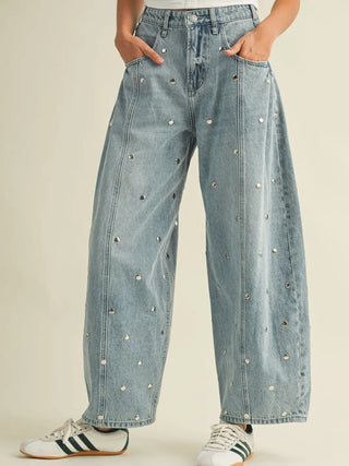 ELLA STUDDED LIGHT BLUE BARREL