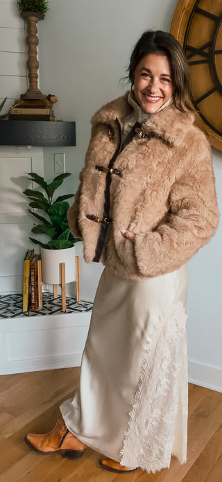 DELA FAUX FUR TOGGLE COAT