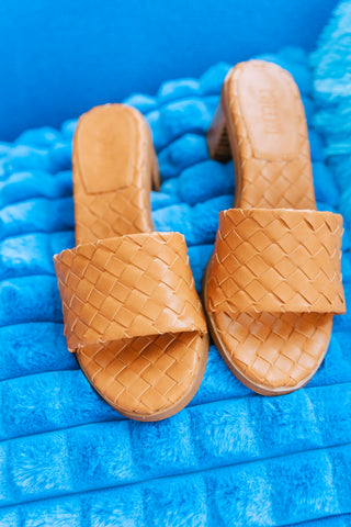 Pair of tan woven sandals