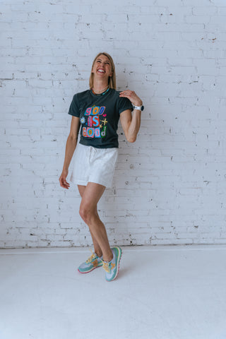 God IS GOOD TSHIRT AND WHITE SHORT