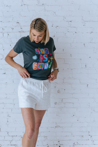 God IS GOOD TSHIRT AND WHITE SHORT