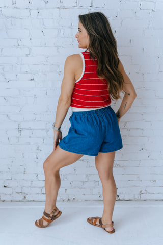 KRISTIN RED AND WHITE KNIT TANK