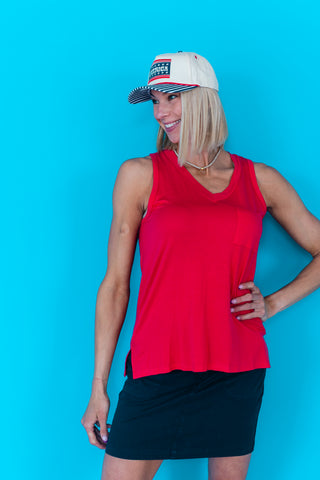 V NECK BAMBOO KNIT TANK - TWO COLORS