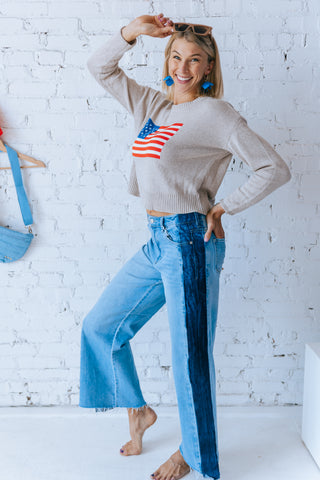 SIENNA PATRIOT SWEATER - AMERICAN FLAG