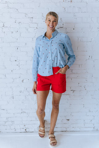 BYFENIX CHERRY BUTTON UP TOP