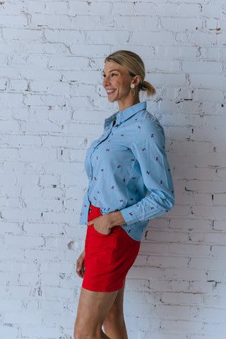 BYFENIX CHERRY BUTTON UP TOP
