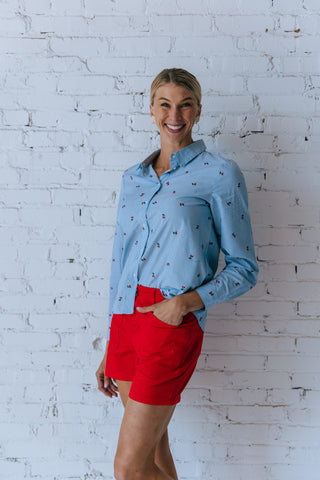 CHERRY BUTTON UP