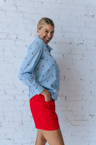 CHERRY BUTTON UP