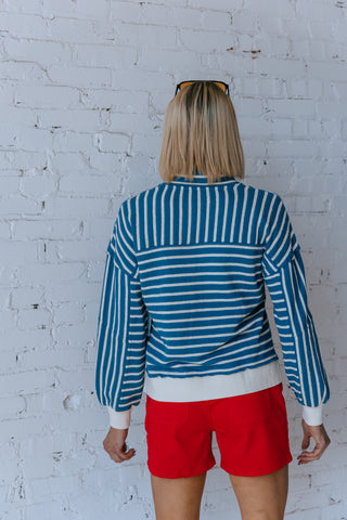 EYELET STRIPE PULLOVER