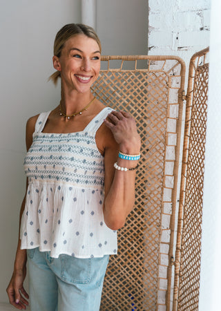 WOVEN SMOCKED TANK