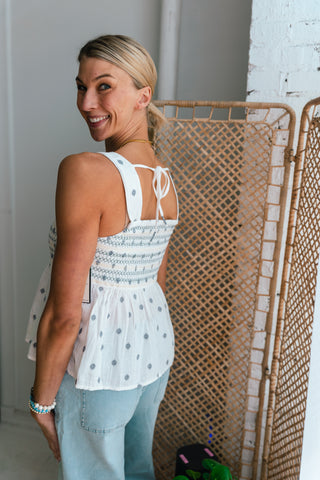 WOVEN SMOCKED TANK