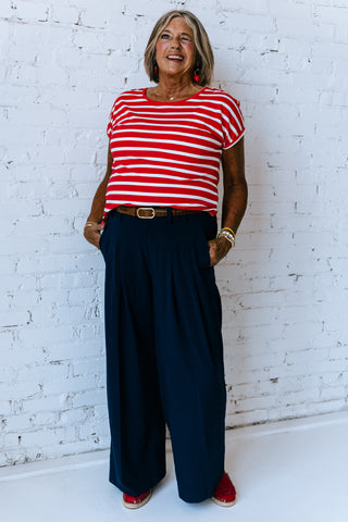 GRACEY NAVY WIDE LEG TROUSERS