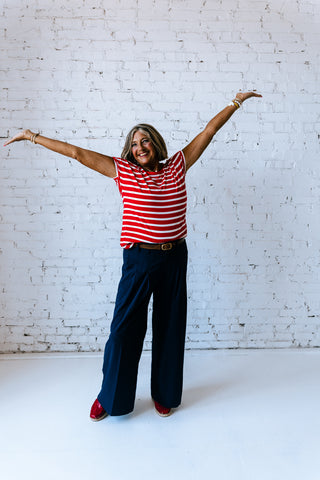 GRACEY NAVY WIDE LEG TROUSERS