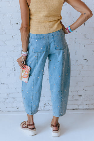 ELLA STUDDED LIGHT BLUE BARREL