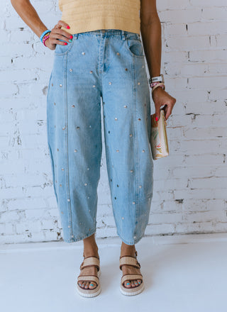 ELLA STUDDED LIGHT BLUE BARREL