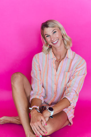 PERFECT STRIPED BUTTON UP-TIGER LILY
