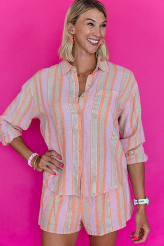 PERFECT STRIPED BUTTON UP-TIGER LILY