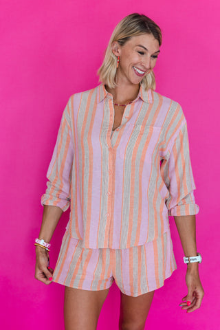 PERFECT STRIPED BUTTON UP-TIGER LILY