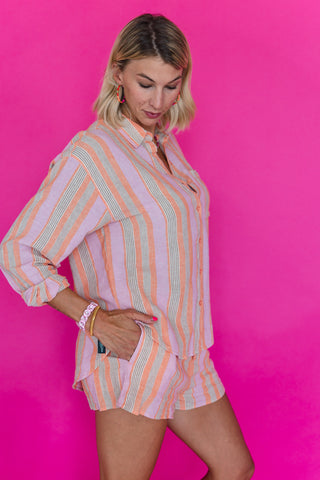 PERFECT STRIPED BUTTON UP-TIGER LILY